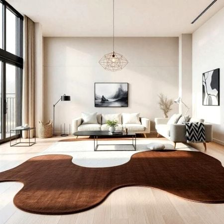 Handcrafted Organic Freeform Brown Contemporary Area Rug
